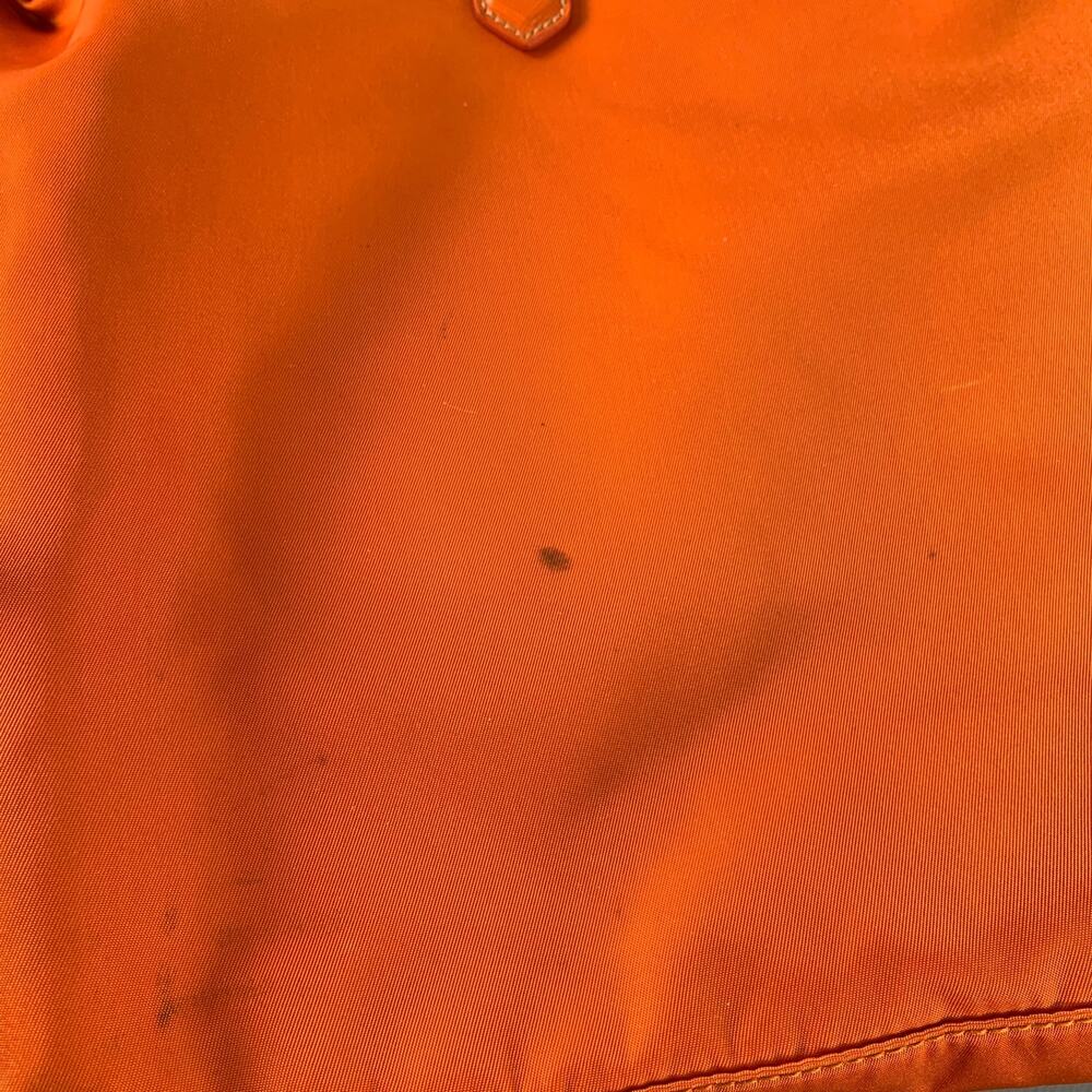 PRADA Orange Gold Saffiano Nylon Leather Trim Tote Handbag - Picture 9 of 12